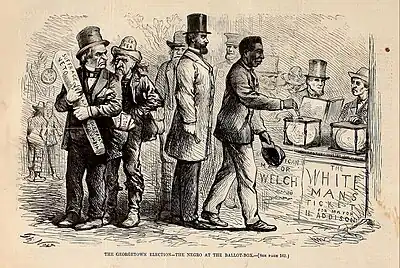 "The Georgetown Election – The Negro at the Ballot Box" (Thomas Nast, Harper's Weekly, March 16, 1867)