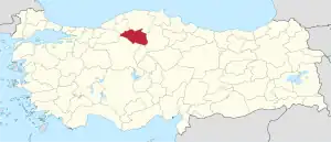 Location of the province within Turkey