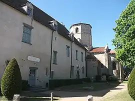 School, town hall and church.