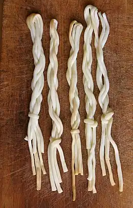 Korbáčik is a type of braided cheese.