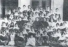 Hanifa Malikova - principal of the school among pupils