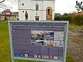 Information sign on the history of the Church of St. Sophia and the Rákóczi family manor house (November 2017)