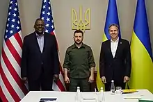 Secretary Blinken and Secretary Austin with Ukrainian President Volodymyr Zelenskyy in Kyiv, April 2022