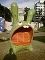 A decorative "rabbit bench" in Peyzazhna alley, Kyiv, Ukraine