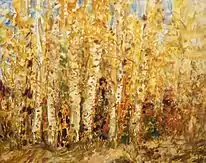 "Forest, birches, autumn", (89х72, 1998)