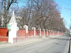 Fenced garden of hospital for wounded soldiers, Aeroport District