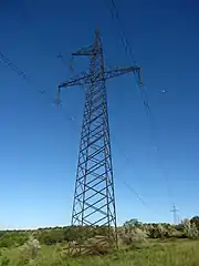 A suspension tower of a 330 kV powerline in Ukraine