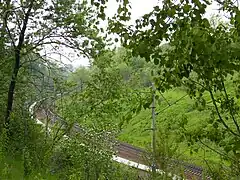 Railroad to the east tunnel portal (right bank), Kirovsky City District, Khabarovsk