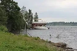 A pier in the village of Semigorye in Vichugsky District