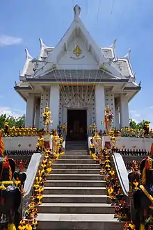 The main shrine of Phan Thai norasing historical park containing the real-size statue of him