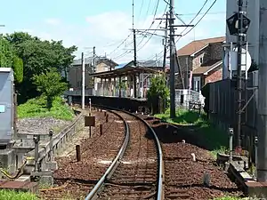 Station platform taken from a level crossing to the northwest