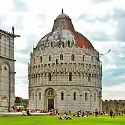 View from north-east showing the two colours of the dome