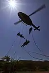 Air assault: rappelling from a Bell-Fuji UH-1J