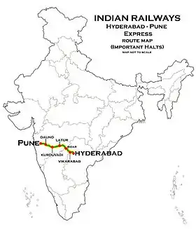 (Hyderabad - Pune) Express Route map