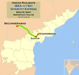 (Vijayawada – Secunderabad) Intercity Express route map