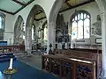 South chapel from chancel, with choir stalls