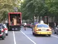 An obstructed cycle lane in New York City.