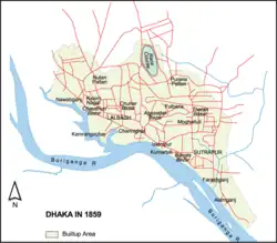 Map of Old Dhaka during British rule