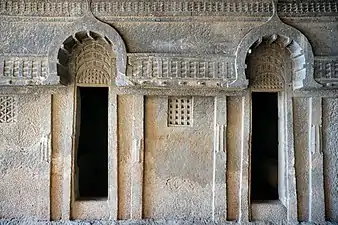 Chaitya arch motif in a vihara at Bedse Caves