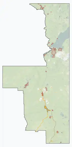 Map showing the location of Birch Mountains Wildland Provincial Park