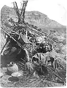 Basket weaver photographed circa 1873