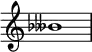  {
\omit Score.TimeSignature \relative c'' {
  \tweak Accidental.stencil #ly:text-interface::print \tweak Accidental.text \markup { \concat { \flat \doubleflat }}beses1
} }
