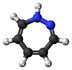 Ball-and-stick model of the 1,2-diazepine molecule