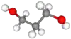 Ball and stick model of 1,3-propanediol