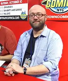 Abnett at the Midtown Comics booth at the New York Comic Con in Manhattan,10 October 2010