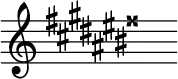 { \magnifyStaff #3/2 \omit Score.TimeSignature \set Staff.keyAlterations = #`((3 . ,SHARP)(0 . ,SHARP)(4 . ,SHARP)(1 . ,SHARP)(-2 . ,SHARP)(2 . ,SHARP)(-1 . ,SHARP)(3 . ,DOUBLE-SHARP)) s^"" }