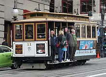 A San Francisco cable car heading south on Powell Street