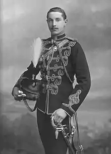 Arthur Maxwell, photographed 2 December 1899, in Levée Dress, 2nd Lieutenant, 10th (Prince of Wales's Own Royal) Hussars.