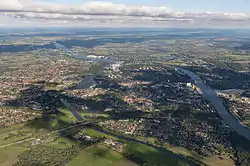 Aerial view of the town