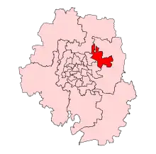 Location of KR Puram assembly, shown in red, in Bangalore