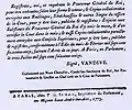 Printed letter patent of the King, signed Vandive