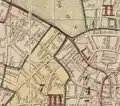 Detail of map of Boston, showing Bromfield Street, early 1860s