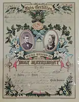 A Michigan marriage certificate, issued 1883.