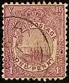 A 1891 stamp of Fiji with ‘VR’ at the upper corners.