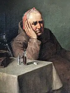 Man suffering from toothache, 1896.