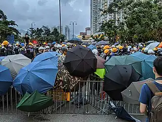 Protesters barricading a section of the roads