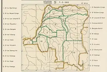 1910 districts. Kasai reduced in the west, extended in the east and northeast