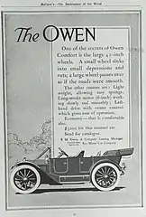 1911 Owen Motor Car advertisement in McClure's Magazine