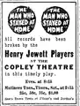 Advertisement, Jewett Players, Copley Theatre, 1917