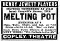 Advertisement, Jewett Players, Copley Theatre, 1918