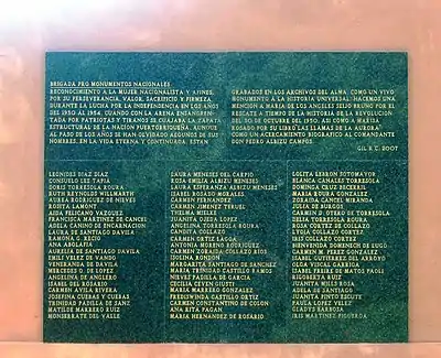 Plaque honoring the women of the Puerto Rican Nationalist Party