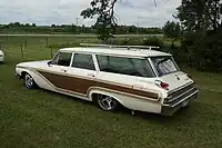 1962 Mercury Monterey Custom Colony Park rear view (with aftermarket wheels)