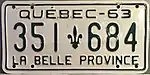 1963 License plate from Quebec