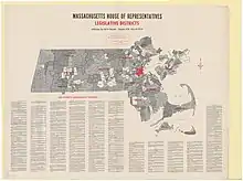 Map of 240 districts of the Massachusetts House of Representatives apportioned in 1973