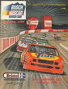 The 1990 Busch 500 program cover, featuring Darrell Waltrip.