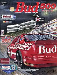 The 1992 Bud 500 program cover, featuring Bill Elliott.